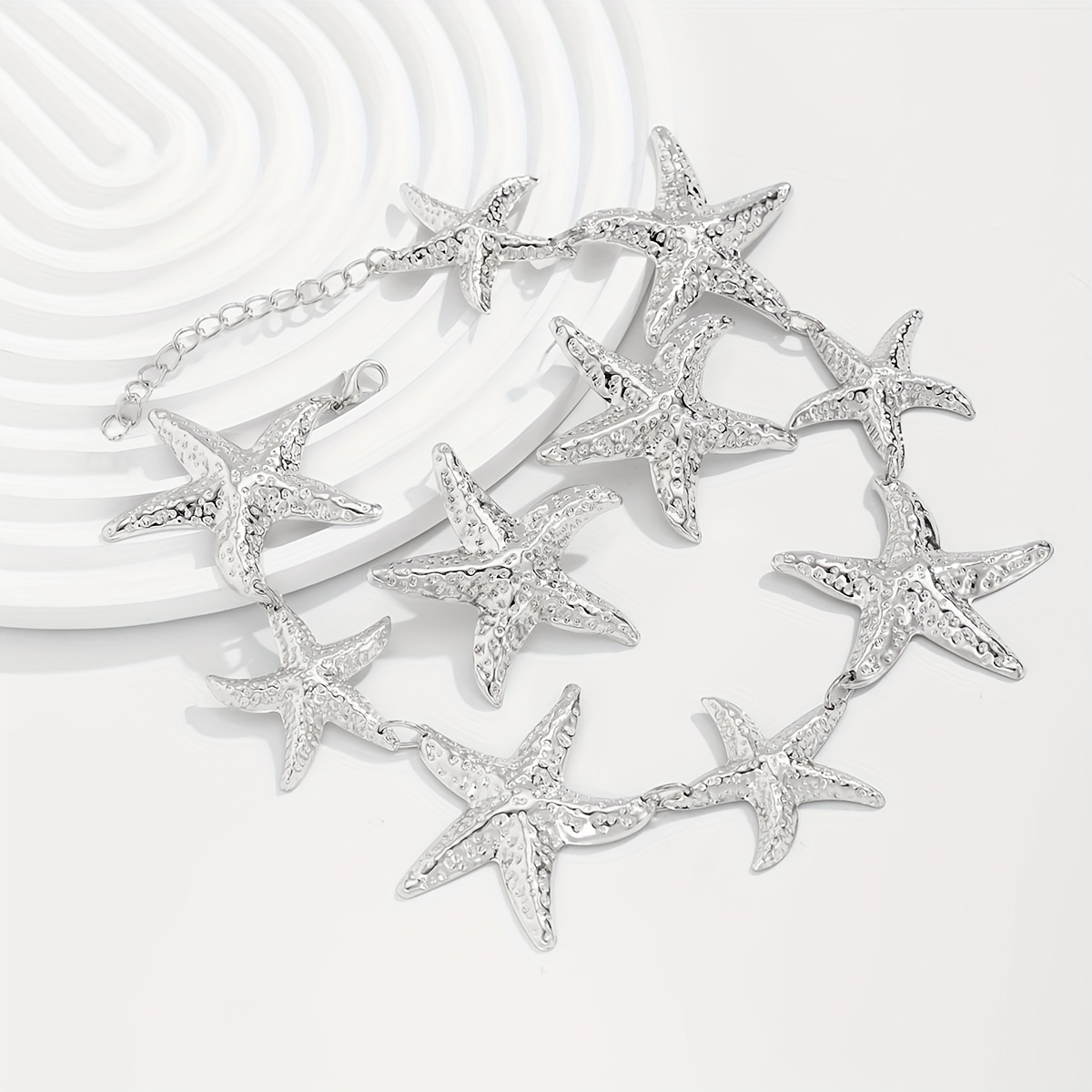 Stylish 3D Starfish Pendant Necklace and Earrings Set